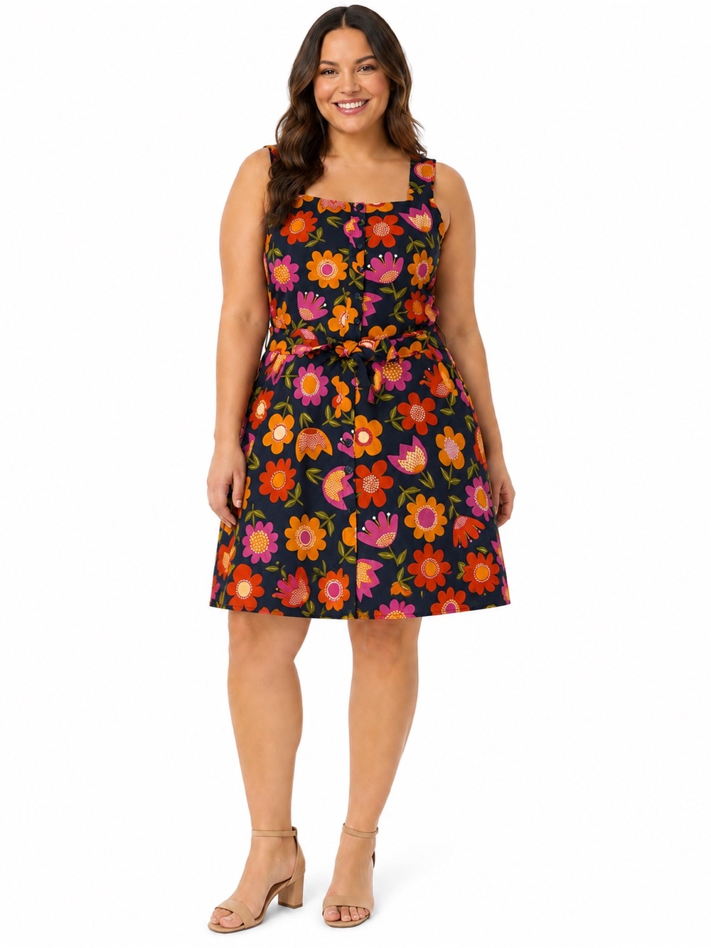 Princess Highway Floral Dress‎ Size 14 Linen Blend Retro Boho Cottagecore Midi